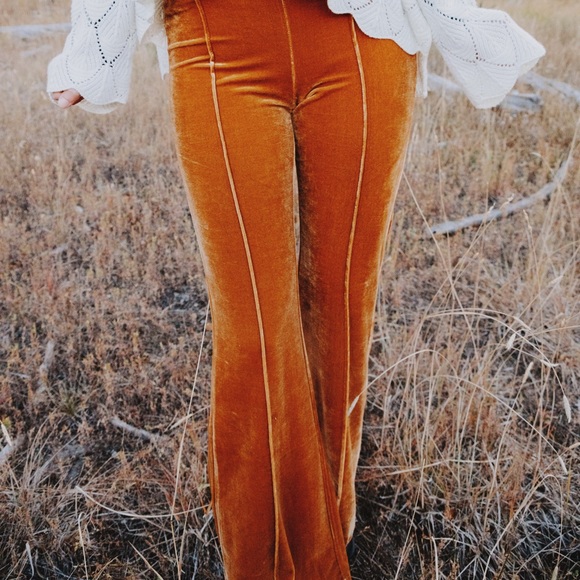 gold velvet bell bottoms